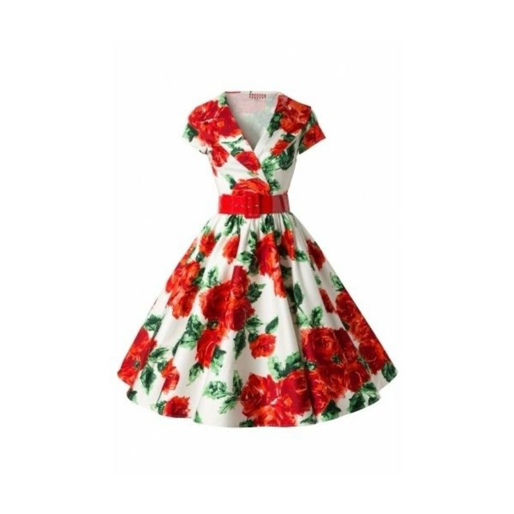 Pinup Girl Clothing red roses birdie dress